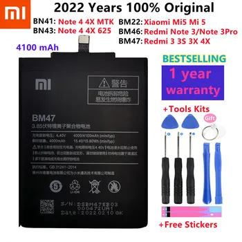 Xiao Mi Оригинальный аккумулятор для телефона Xiaomi Redmi Note 4 4X3 Pro 3S 3X4X Mi 5 BN41 BN43 BM22 BM46 BM47 Сменные аккумуляторы