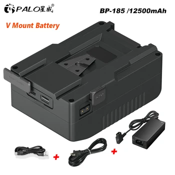 Аккумулятор PALO BP-185 V с креплением V-Lock для видеокамеры Sony, светодиодная подсветка для трансляции видеокамеры с адаптером D-Tap, зарядное устройство