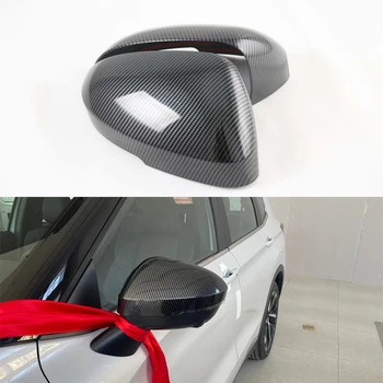 Крышка зеркала заднего вида Для автомобиля, наклейки из ABS Углеродного волокна для Mitsubishi Outlander 2023, внешние аксессуары 2 шт.