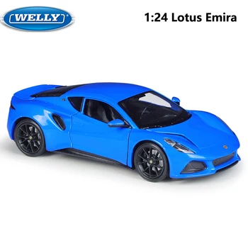 Lotus Emira WELLY, отлитая под давлением Модель автомобиля 1: 24, Высокая Симуляция Гоночного спортивного автомобиля, Металлический Экзотический автомобиль из сплава, игрушечные транспортные средства для детской коллекции