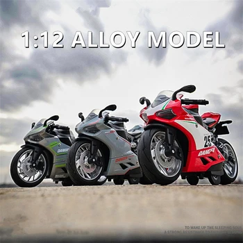 Имитация модели гоночных мотоциклов из сплава 1/12 Ducati, Изготовленная на заказ, Металлическая модель мотоцикла, коллекция звука и света для детей