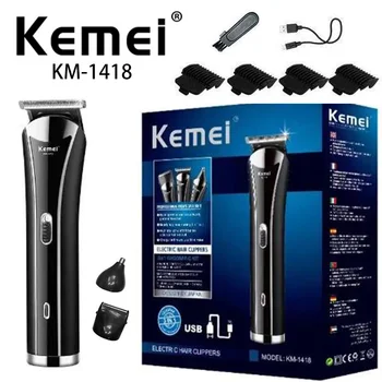 Электрическая Перезаряжаемая машинка для стрижки волос Kemei KM-1418 для домашнего использования, Триммер для волос, бритва и триммер для волос в носу 3 В 1