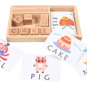 DIY Креативные деревянные карточки-пазлы с написанием английских слов, обучающие письму Монтессори, игрушки для раннего развития детей