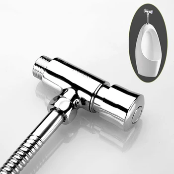 Латунный кнопочный клапан для смыва писсуара в туалете С полированным хромом, Клапан для задержки мочи В ванной, Самозакрывающийся клапан для смыва мочи