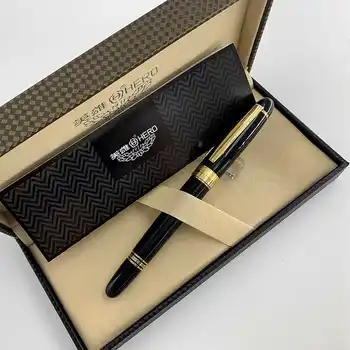 Hero H708 авторучка 0,5 мм F 10K с золотыми наконечниками чернильные ручки бизнес офис школьные принадлежности с коробкой подарочные ручки Вращающаяся краска