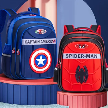 Disney/ Новые школьные сумки для мальчиков 1-6 класса, Железный Человек-паук, Капитан Америка, Ортопедический рюкзак на плечо для учащихся начальных классов Mochila
