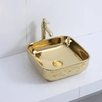 Керамический умывальник золотого цвета для ванной и кухни, золотая раковина для ванной Комнаты, раковины для ванной комнаты
