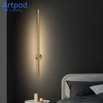 Artpad, настенный светильник с медным блеском, Длинная полоса, Золотисто-черный светодиодный Декор стен в скандинавском стиле, бра для гостиной, Художественное освещение интерьера