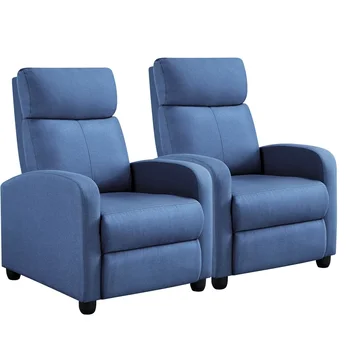 SmileMart 2 шт. Современное Регулируемое Тканевое кресло-качалка с карманной пружиной для гостиной, светло-голубой