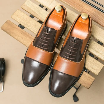 Новые мужские туфли-дерби, разноцветные модные мужские модельные туфли в деловом стиле на шнуровке с круглым носком, из искусственной кожи, Бесплатная доставка, мужская обувь