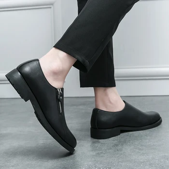 2023 Кожаная мужская повседневная обувь Элитный бренд, мужские лоферы, Мокасины, дышащие черные туфли для вождения без застежки, большие размеры