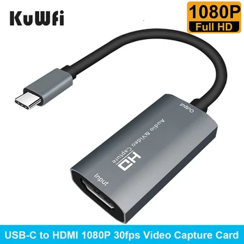 Карта захвата KuWFi HDMI-USB C 1080P HD Видеокарта Запись игры для MacBook Pro PS4 Прямая трансляция