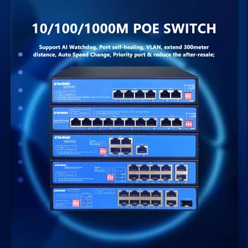 Гигабитный Коммутатор POE 10/100/1000 Мбит/с Ethernet-коммутатор со слотом SFP 1000 М Сетевой Коммутатор для IP-камеры/Беспроводной точки доступа AI Smart Switch