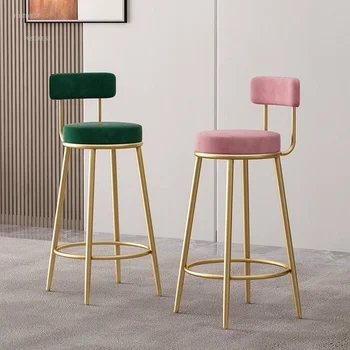Барные стулья из Скандинавского железа, Легкая Мебель для кухни класса Люкс, Золотой барный стул, Дизайнерский Барный стул для отдыха на стойке регистрации отеля, Высокий Барный стул