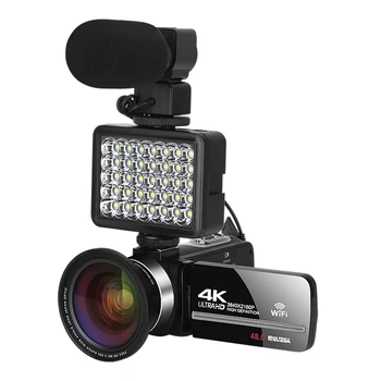 Цифровая Видеокамера 4k WIFI Цифровая Видеокамера Для потокового Видеозаписи Youtube 48MP 18X Замедленная Съемка Стабилизатор веб-камеры Videcam