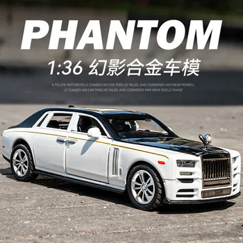1:36 Rolls Royce Phantom седан Высокая Имитация Литья Под давлением Из Металлического Сплава Модель автомобиля Звук и Свет Откидываются Коллекция Детских Игрушек Подарки