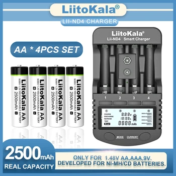 Liitokala 1,2 В AA 2500 мАч, AAA 900 мАч, Ni-MH Аккумуляторная Батарея Для Температурного Пистолета, игрушки-Мыши с Дистанционным Управлением И Зарядного устройства Lii-ND4