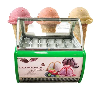 12 Лотков Коммерческого Мороженого Gelato Ice Cream Display Ice Popscile Showcase Instury Display Freezer