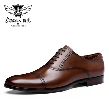 Бренд DESAI/мужские модельные туфли в деловом стиле из натуральной кожи в стиле ретро, мужские оксфорды из лакированной кожи, размер ЕС 38-47