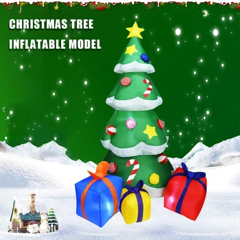 Надувная Рождественская елка со светодиодной подсветкой, Рождественская елка, выдуваемая воздухом, Уличный газон, Домашний декор во дворе
