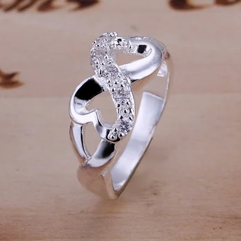 Красивые очаровательные серебряные кольца с кристаллами для женщин, женские свадебные украшения в виде сердца, красивые подарки Бесплатная доставка R049
