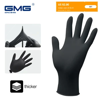 Нитриловые перчатки Водонепроницаемые рабочие перчатки GMG толще черных нитриловых перчаток для механических, химических, пищевых одноразовых перчаток