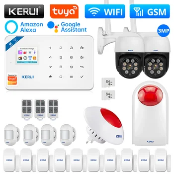 KERUI W181 Сигнализация WIFI GSM Сигнализация Домашняя Tuya Умный Беспроводной Датчик Двери/Окна Защита От Взлома Поддержка Alexa и Google APP Control