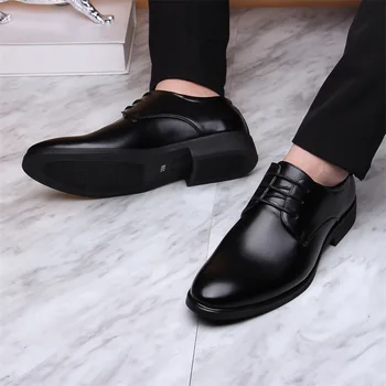 Деловая Официальная Обувь, Мужские Кожаные Туфли-Оксфорды на шнуровке, Мужские модельные туфли, Повседневная Дышащая Офисная Обувь Для Свадебной вечеринки 2021
