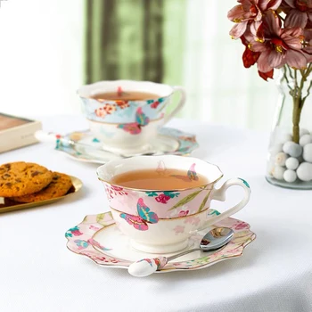 Набор кофейных чашек из британского костяного фарфора, набор для послеобеденного чая в скандинавском стиле ins, керамическая кофейная чашка, европейская чайная тарелка