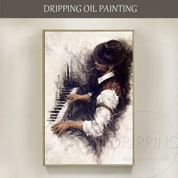Ручная роспись высокого качества Красивый мужчина, играющий на пианино Картина маслом на холсте Искусство импрессионизма Мужчина, играющий на пианино картина маслом