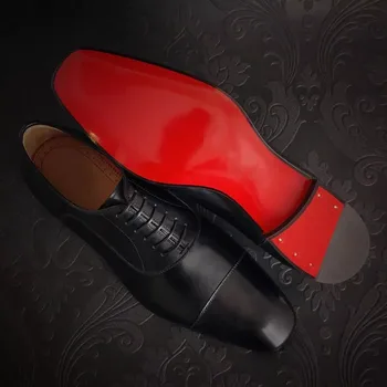 Мужские оксфордские туфли на красной подошве, деловая офисная дышащая обувь на шнуровке для мужчин с бесплатной доставкой, Chaussure Homme