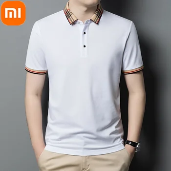 Новая мужская Однотонная рубашка поло Xiaomi YOUPIN из Мерсеризованного хлопка 2023, Дышащая, приятная для кожи, Удобная футболка с короткими рукавами