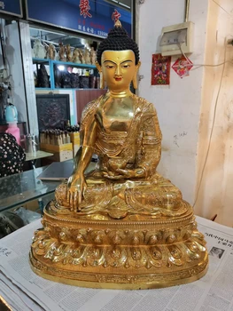60 см большая Азия тибетский буддизм домашний храм переделать хорошую латунную позолоту статуя Будды Шакьямуни Амитабхи благослови Безопасность Здоровье удачу