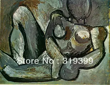 Репродукция картины маслом на льняном холсте, лежащая-обнаженная-1908-1 пабле Пикассо, Музейное качество, бесплатная быстрая доставка, РУЧНАЯ РАБОТА