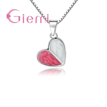 Простое стильное ожерелье из стерлингового серебра 925 пробы Романтический розовый Кулон в форме Сердца Ювелирные изделия из кристаллов Для женщин Женский подарок