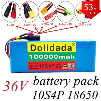 Batterie Lithium 10S4P 36V, 1000 Ah, 18650 W, Grande Capacité, Pour Vélo Et Trottinette électrique, Avec BMS, Prise Personnalisa