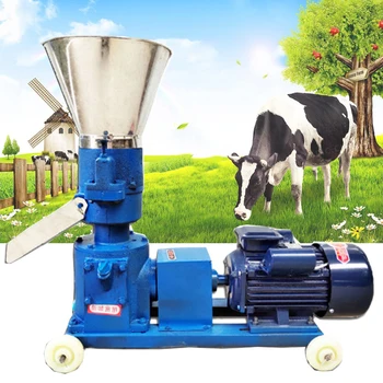 пресс-гранулятор мощностью 4 кВт, Машина для производства гранул из биомассы для корма для животных, 100 кг/ч-120 кг/ч